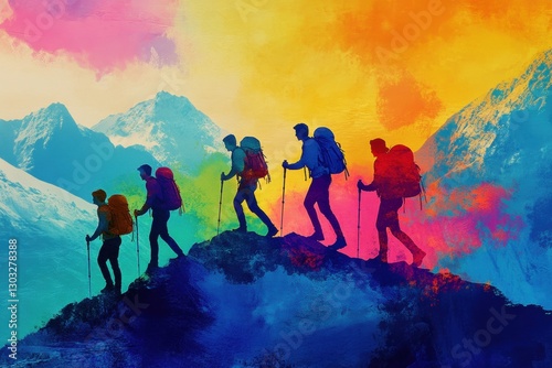 Vibrant Hiking Adventure with Friends in Nature