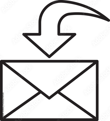 Email icon with download arrow graphic. line icon