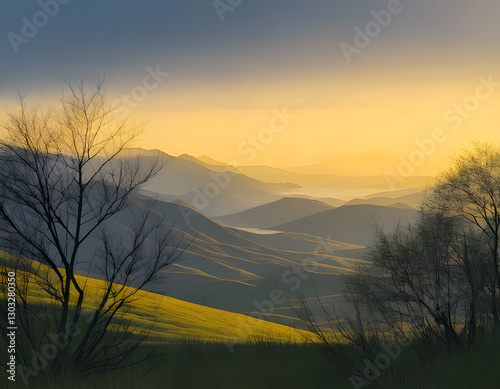 Obraz na płótnie sunrise in the mountains w salonie