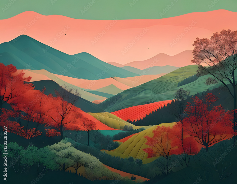 sunset in mountains
