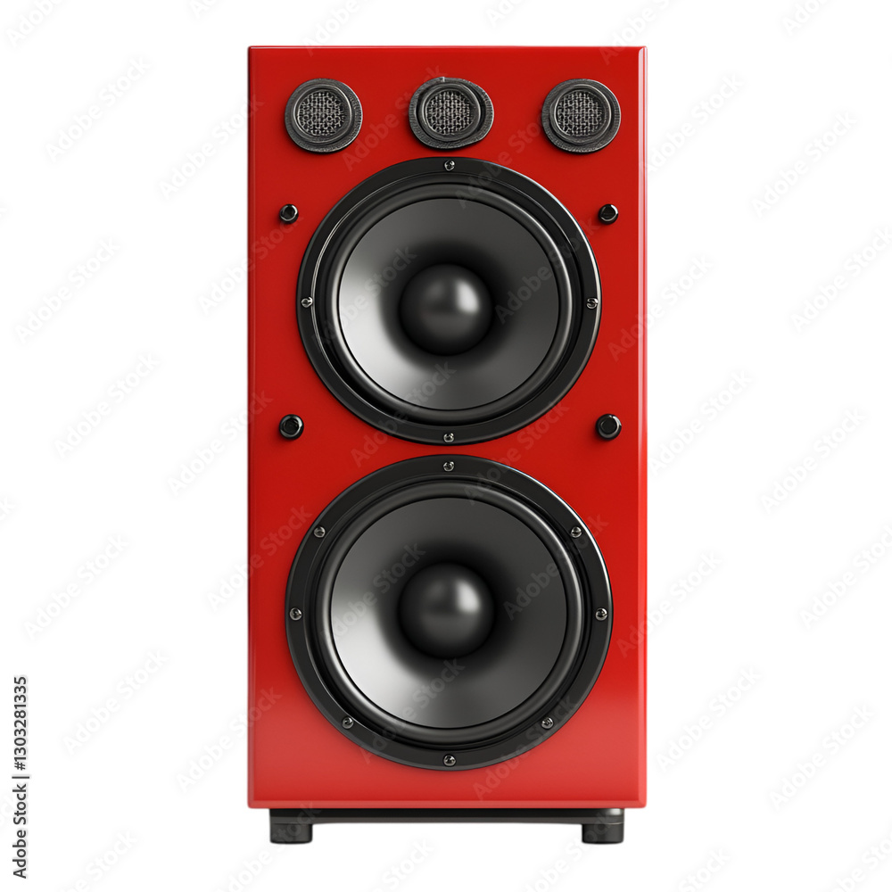 Red speaker with two woofers and tweeters music audio sound system Red speaker with two woofers and tweeters music audio sound system