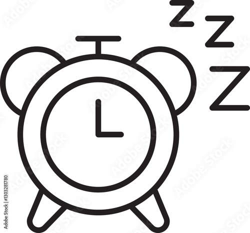 Alarm clock with a sleeping symbol line icon