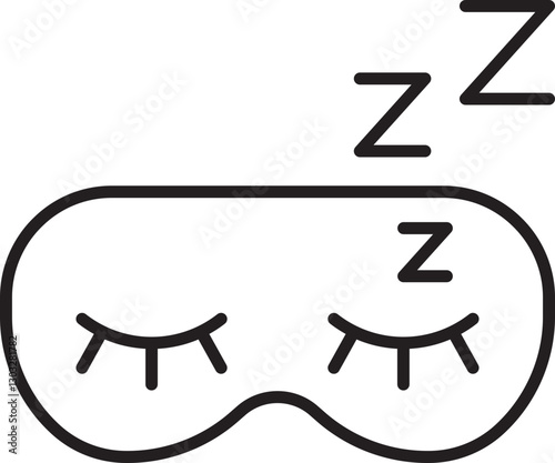 Sleep mask with closed eyes and z's above. line icon