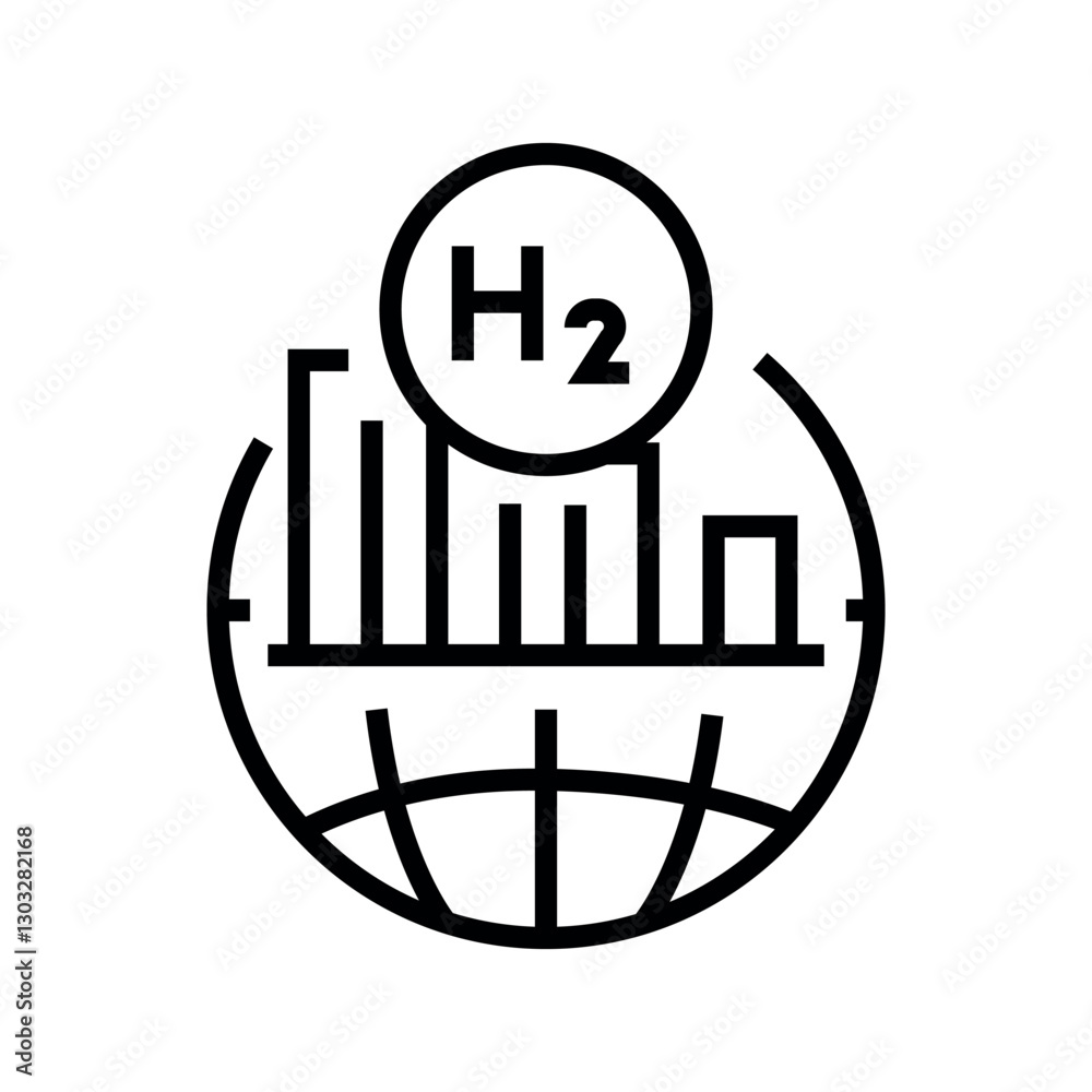 Obraz premium hydrogen economy black line icon for digital and print projects. Minimal clean icons for apps and websites.