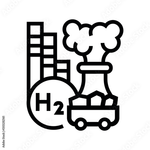 gray hydrogen black line icon for digital and print projects.  Minimal clean icons for apps and websites.