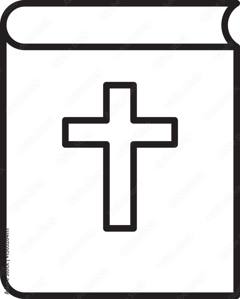 Religious book with a cross symbol line icon Religious book with a cross symbol line icon