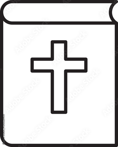 Religious book with a cross symbol line icon