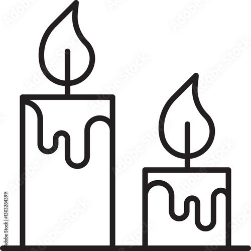 Candles with dripping wax design line icon