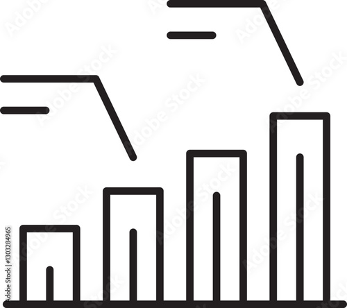 Graphical representation of data trends line icon