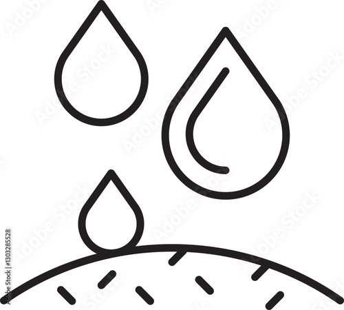 Water droplets on a surface line icon