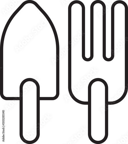 Gardening tools illustration line icon