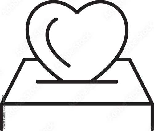 Heart symbol on a ballot box line icon