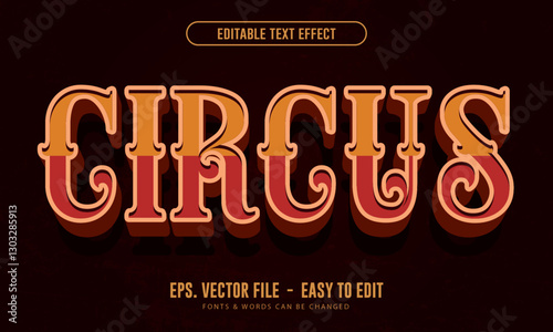 Editable text effect retro circus
