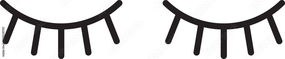 Eyelash illustrations in a minimalist style line icon Eyelash illustrations in a minimalist style line icon