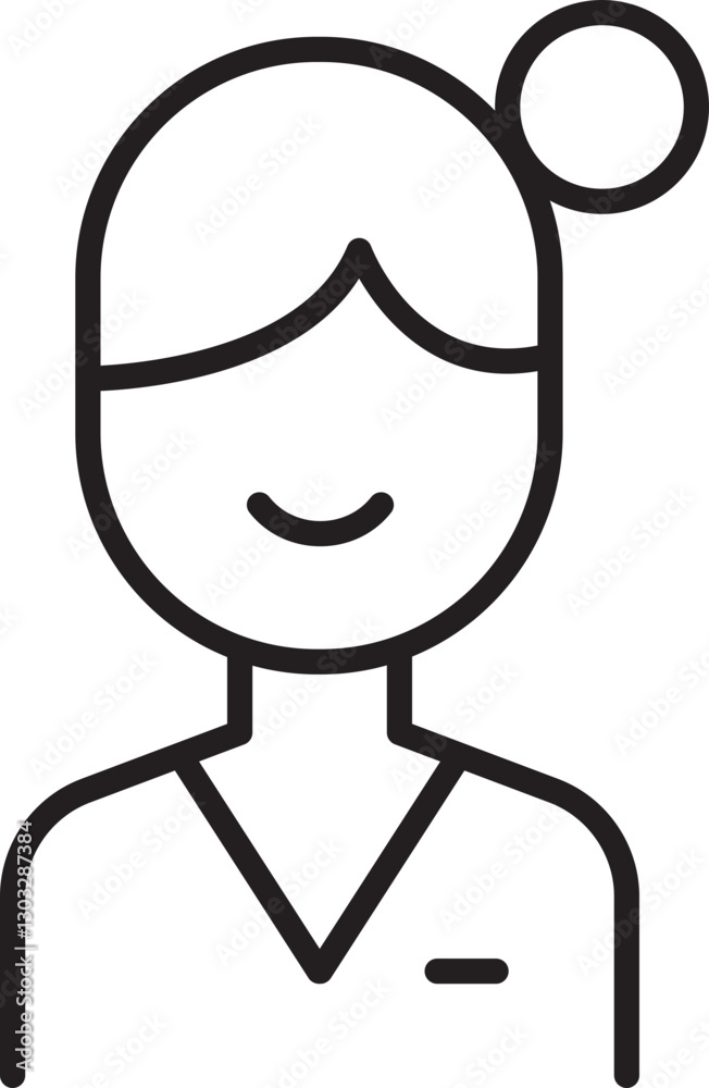 Vector illustration of a smiling nurse line icon Vector illustration of a smiling nurse line icon