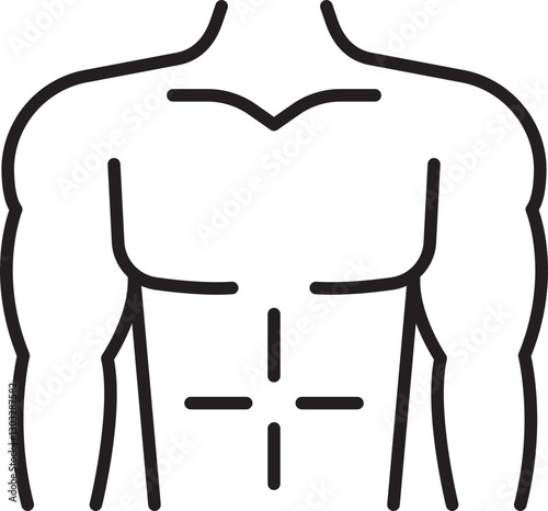 Muscular torso illustration line icon