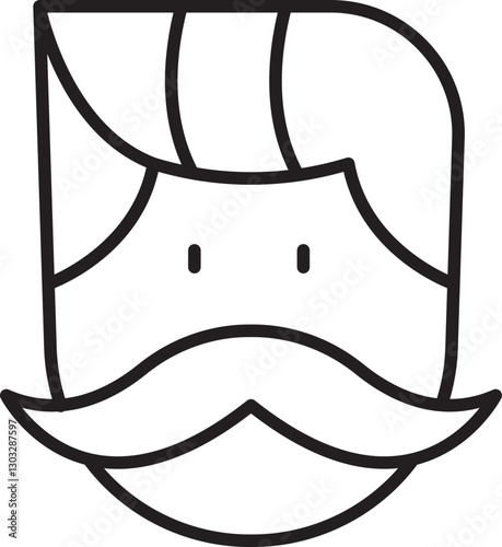 Stylized male face with mustache line icon