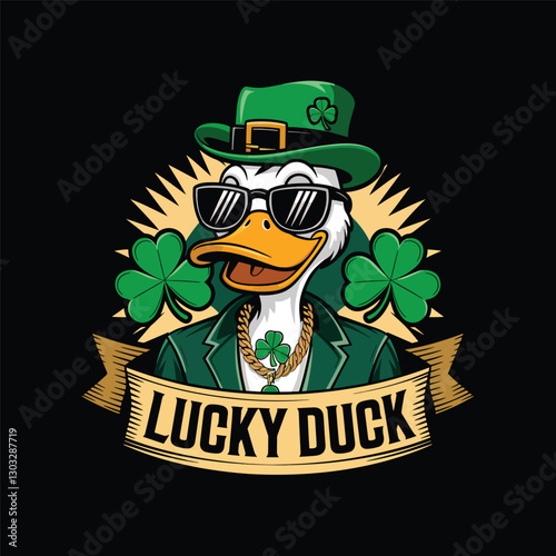 Lucky duck St. Patrick's Day shamrock design 
