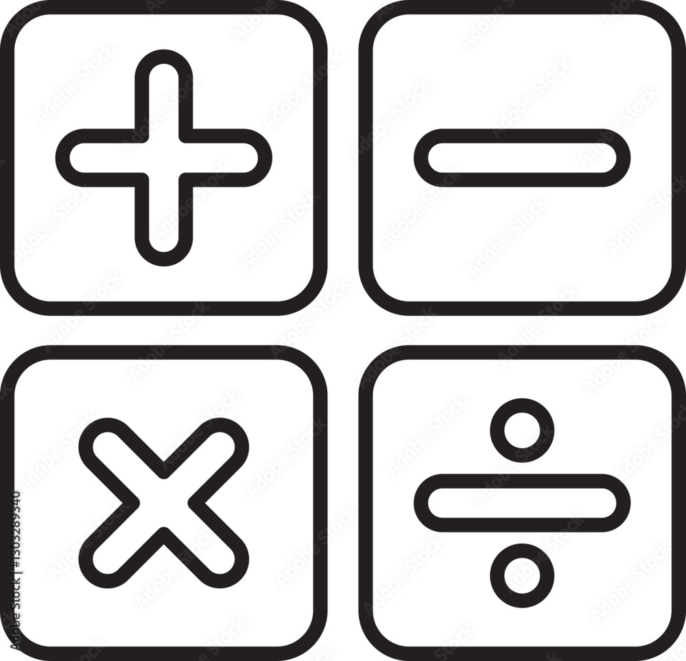 Calculator operation symbols in a grid layout line icon Calculator operation symbols in a grid layout line icon