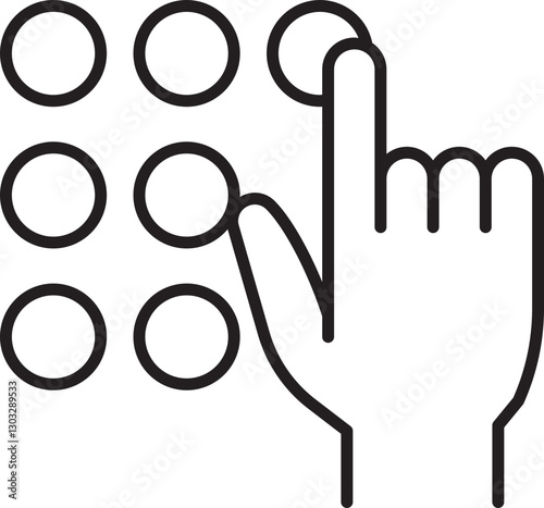 Hand interacting with circular buttons line icon