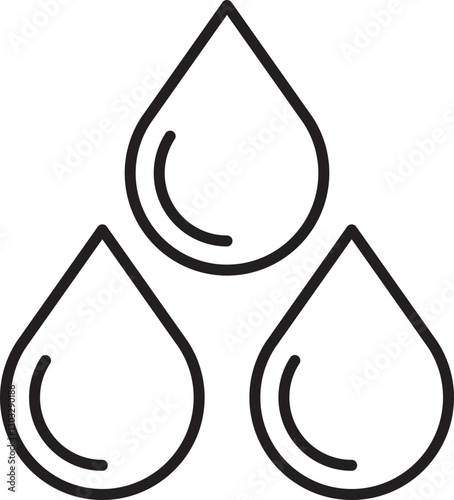 Three water droplets illustration line icon
