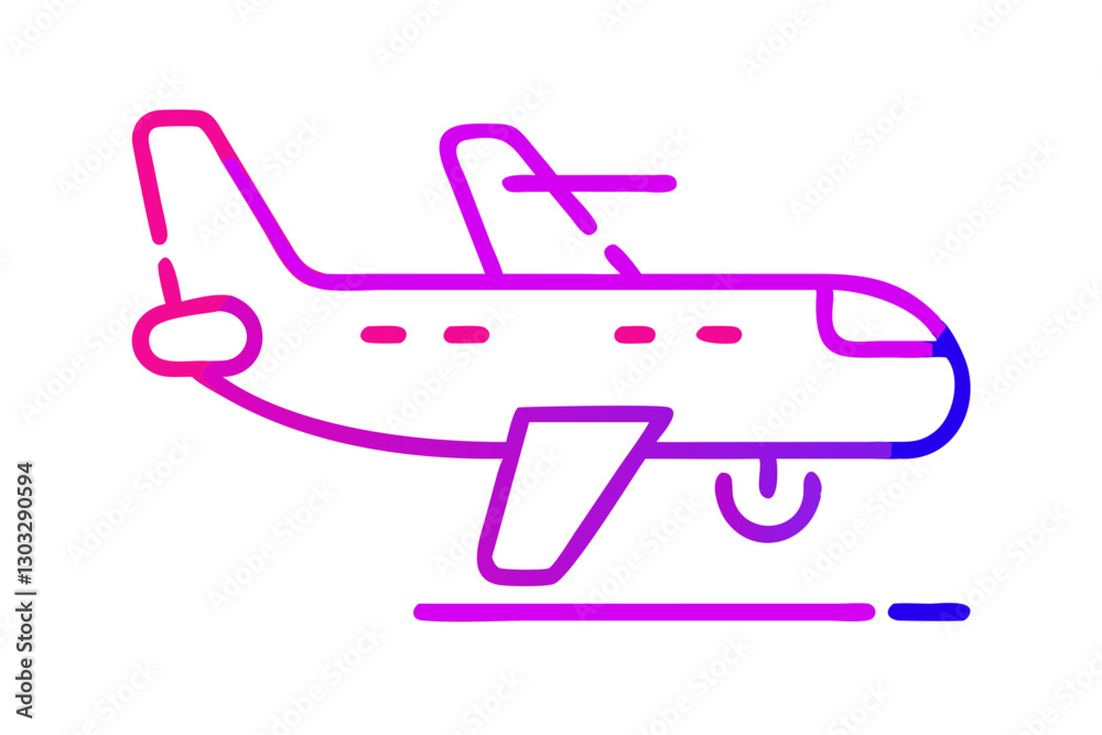 Gradient Line Art Airplane Icon In Motion, Modern Travel Symbol, Aviation Concept, Fast Air Transport, Flight Illustration, Minimalist Neon Design, Airline Industry, Tourism, Business Travel, Futurist Gradient Line Art Airplane Icon In Motion, Modern Travel Symbol, Aviation Concept, Fast Air Transport, Flight Illustration, Minimalist Neon Design, Airline Industry, Tourism, Business Travel, Futurist