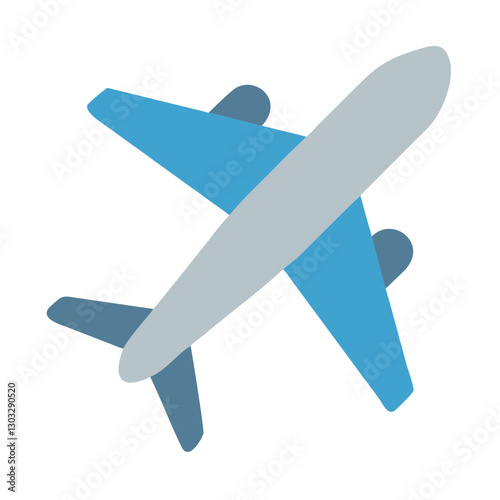Modern Blue Airplane Icon In 3D Perspective, Minimalist Flight Illustration, Aviation Concept, Passenger Aircraft, Air Transport, Airline Industry, Travel, Business Aviation, Digital Vector Design
