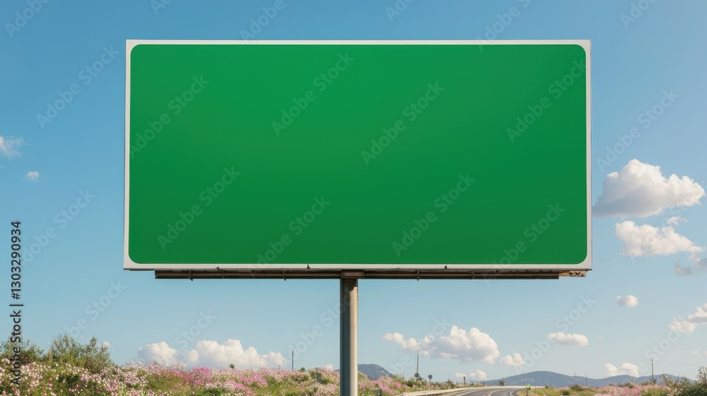 Blank Green Billboard Mockup Under Sunny Sky Blank Green Billboard Mockup Under Sunny Sky
