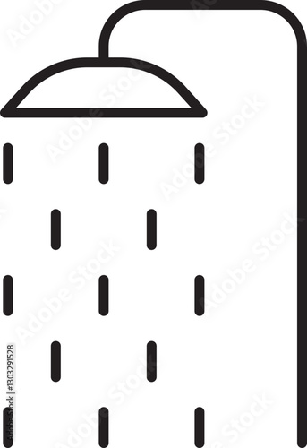 Showerhead with water droplets illustration line icon