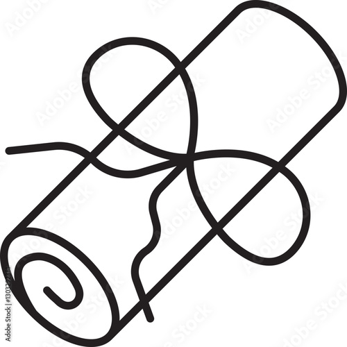 Rolled item with a tied ribbon line icon