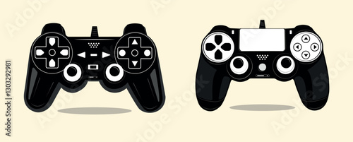 Vector set of play station gaming joy stick remote controller bundle illustration