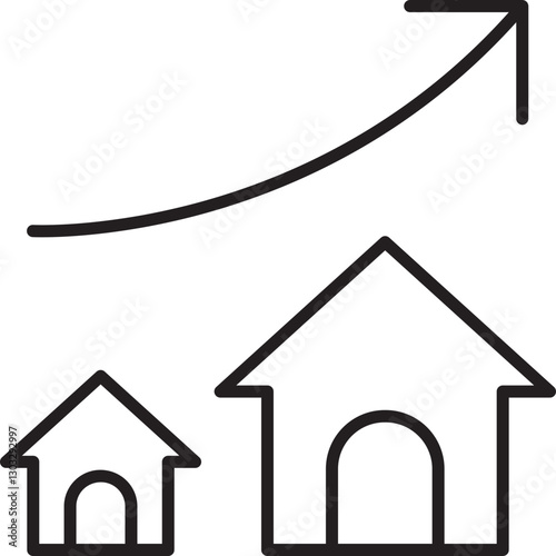 Growing house concept illustration line icon