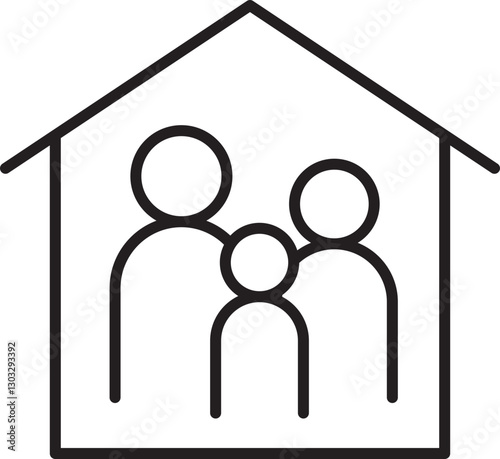 Family inside a house icon line icon