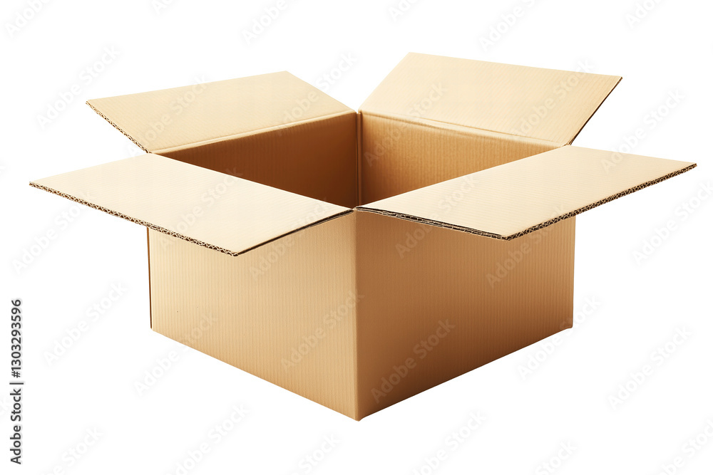 Open cardboard carton box package close up detail isolated on transparent PNG background. Open cardboard carton box package close up detail isolated on transparent PNG background.