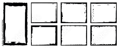 Wallpaper Mural Rectangle borders collections. Collection of black paint brush stroke white background, Ink empty black boxes set. Rectangle borders collections.  Torontodigital.ca