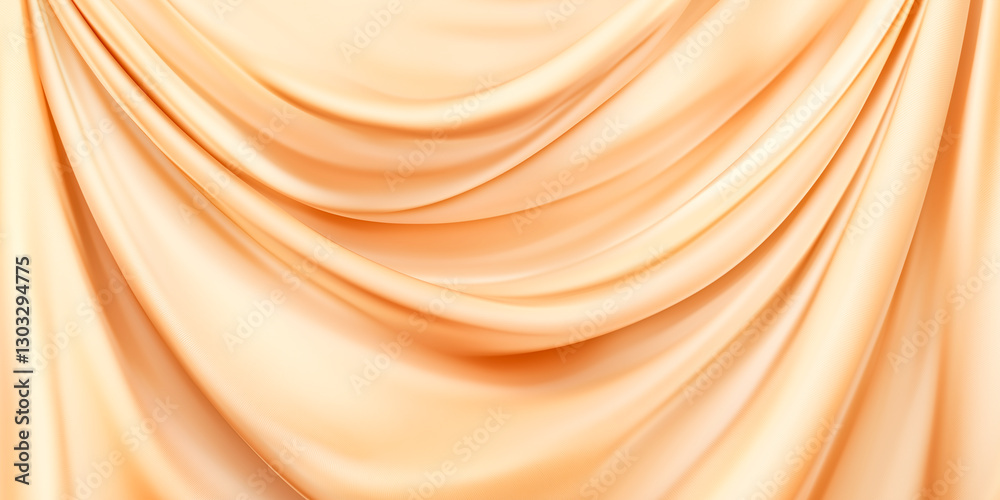 Fototapeta premium Soft beige silk fabric with elegant folds. Smooth and luxurious textile background.