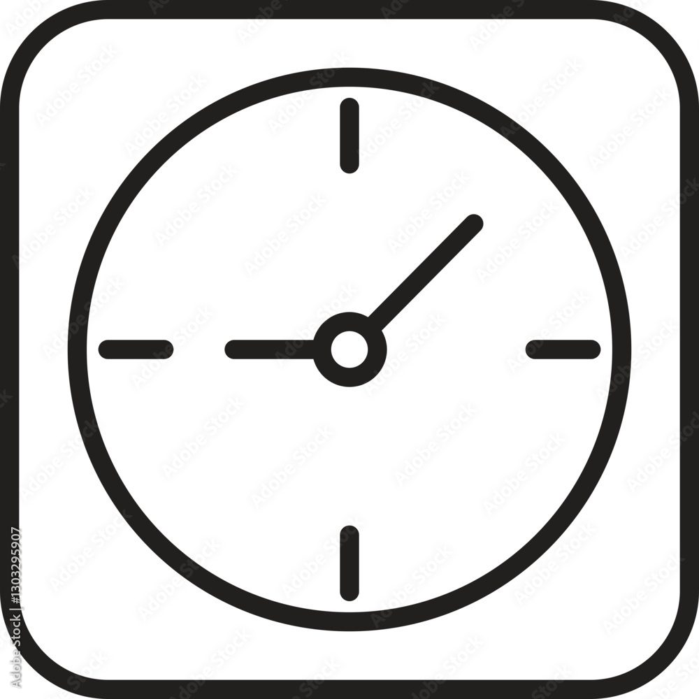 Simple clock icon in a square outline. line icon Simple clock icon in a square outline. line icon