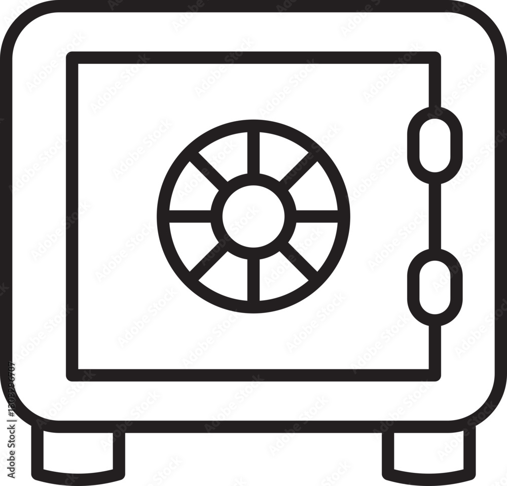 Safe with a circular lock mechanism line icon Safe with a circular lock mechanism line icon