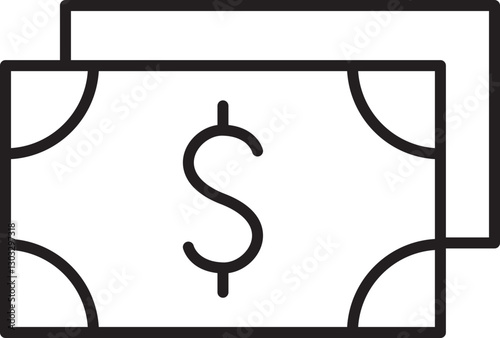 Dollar bills illustration line icon