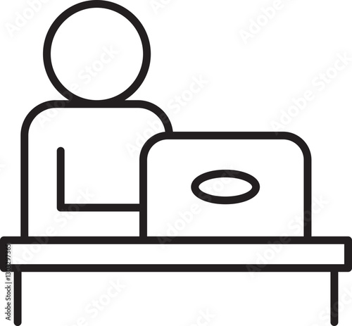 Person working at a desk line icon