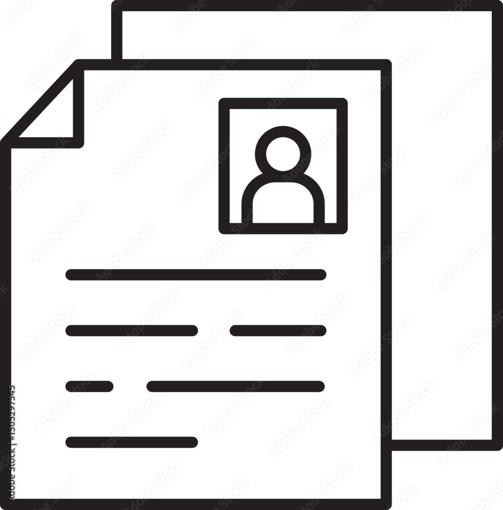 Resume document with photo attachment line icon Resume document with photo attachment line icon
