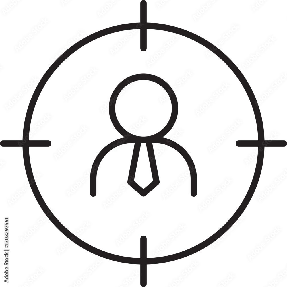 Icon of a person in a target crosshair line icon Icon of a person in a target crosshair line icon