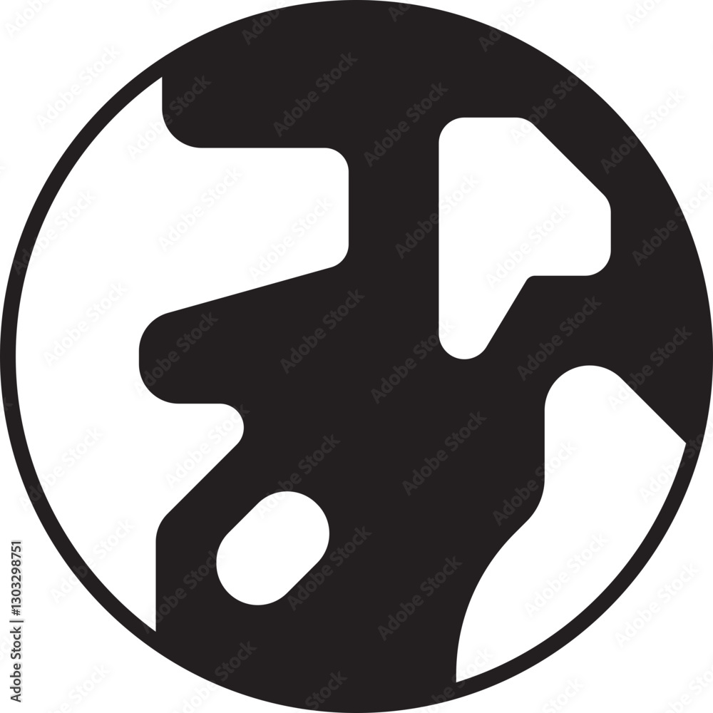 Abstract earth illustration in black and white icon Abstract earth illustration in black and white icon