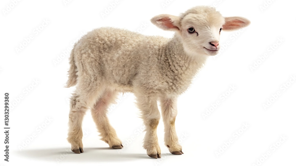 Adorable Baby Lamb: Cute, Fluffy Farm Animal in White Wool Adorable Baby Lamb: Cute, Fluffy Farm Animal in White Wool