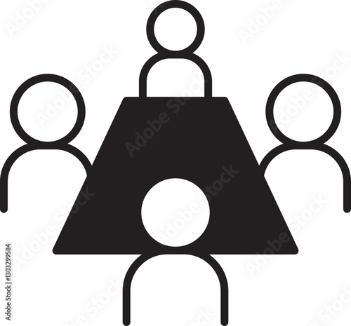Team meeting at a table with participants icon
