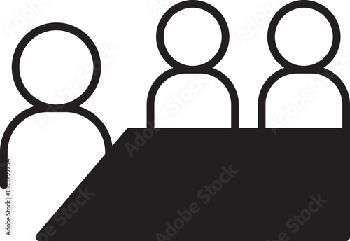 Meeting illustration with three participants icon