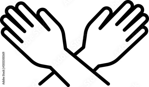 Crossed hands symbol illustration line icon