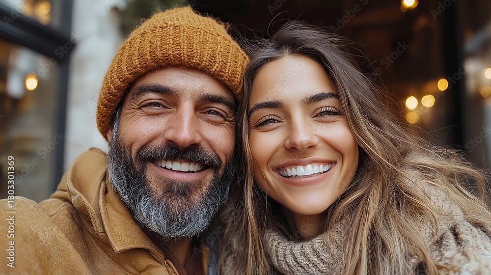 portrait of a smiling couple taking a selfie portrait of a smiling couple taking a selfie