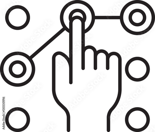 Touch interaction for digital interface design line icon