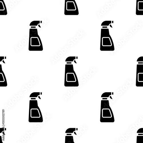 Seamless pattern of cleaning spray bottle silhouettes.